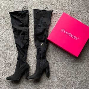 Over the knee black boots